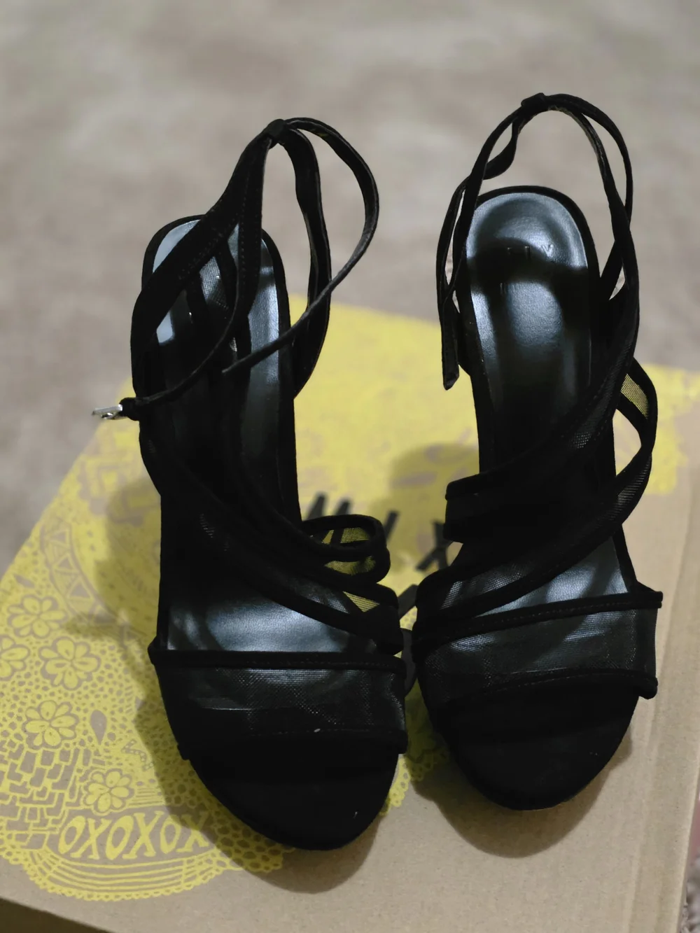 Mix No. 6 Black Strappy Platform Stiletto Sandals